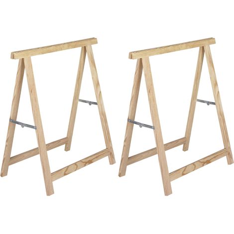 Astigarraga – Tréteau pliant en pin brut PEFC – Charge maximale 400 kg – Dimensions 73,5 x 37 x 74 cm – Lot de 2 unités (1/7)