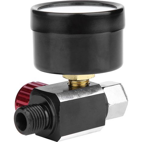 Luftregler für Spritzpistole, 1/4-Zoll-Manometer, BSP-Gewinde, leicht, hochpräzise 32 mm/1,26 Zoll für Autos (1/5)