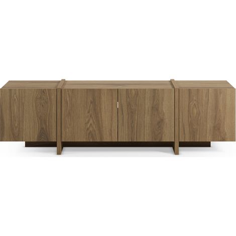 THEA - Meuble TV 180cm -en mélamine Chêne foncé (1/5)