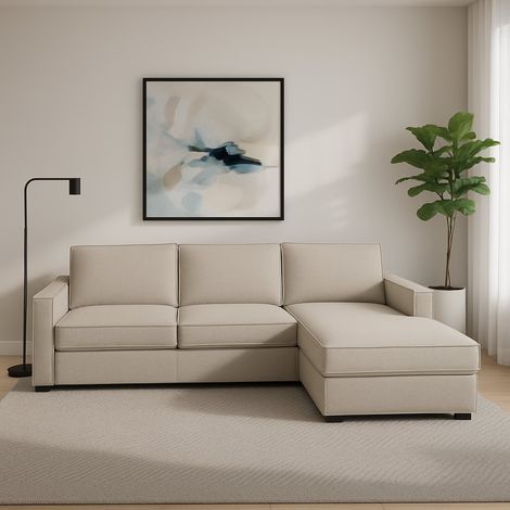 Talamo Italia Sofá fijo Maia, Sofá de esquina, 100% Made in Italy, Sofá Salón con, Península contenedor derecha, con reposabrazos delgados, Cm 260x95h90, Tórtola, con embalaje reforzado (1/5)