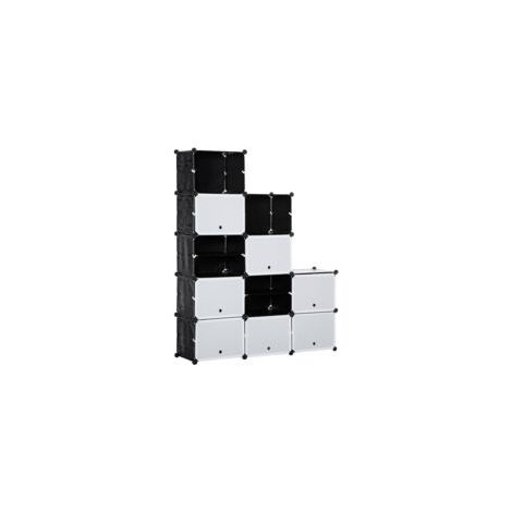Meuble de rangement Meuble à chaussures modulable 12 casiers avec portes et étagères - dim. 125L x 32l x 125H cm - noir (1/4)