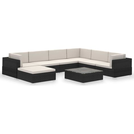 Maison Exclusive - 8-tlg. Garten-Lounge-Set mit Auflagen Poly Rat