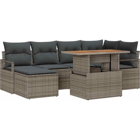 Maison Exclusive - Set Divano da Giardino 7 pcs Grigio Poly Rattan (1/5)