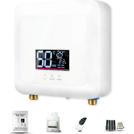 Chauffe-eau instantané 7500W – Électrique sans réservoir – Affichage LED – 5 réglages de puissance – Protection anti-brûlure – Pour cuisine et salle de bain (1/5)
