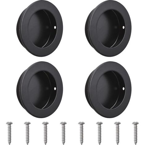 Lot de 4 Poignées de Porte de Grange 50mm, Acier Inoxydable Noir, Pour Portes Extérieures et Intérieures (1/5)