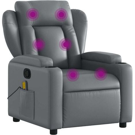 Fauteuil de massage inclinable en similicuir gris (1/5)