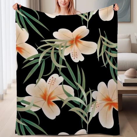 Couverture de lit en polaire, jeté doux et chaud pour le printemps, légère et luxueuse en microfibre de polyester, décoration pour chambre et salon, ajout parfait à la décoration, cadeau parfait pour (1/4)