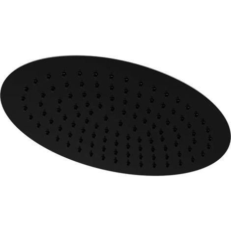 Soffione doccia ovale 30x20cm in acciaio inox nero opaco orientabile (1/3)