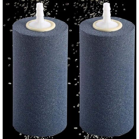 Diffuseur à bulles pour aquarium – Lot de 2 pierres à air en céramique poreuse – 10 cm – Tuyau 4/6 mm – Pour bassin et aquarium