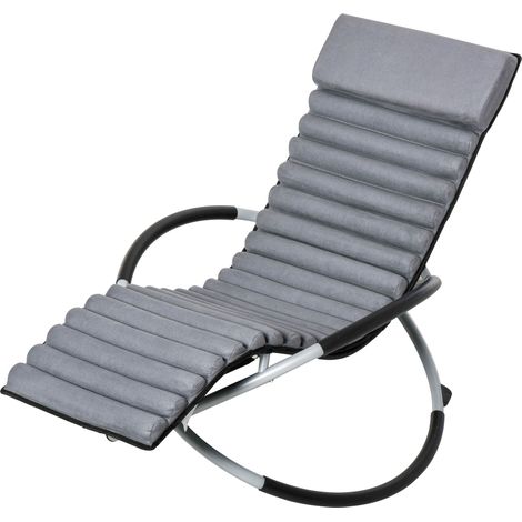 Schaukelstuhl ergonomischer 2 In 1 Schwingsessel Gartenstuh Schaukelliege Metall Texteline kugelförmig Dunkelgrau 145 x 74 x 86 cm