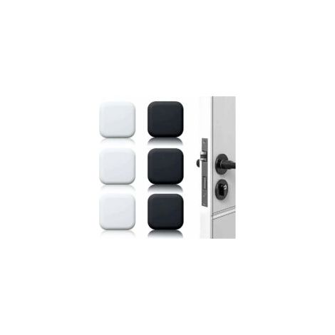 Butée de porte murale blanche/noire 45 mm x 45 mm, lot de 6, butées de porte en caoutchouc auto-adhésives, butées de poignée de porte, butées murales pour poignées de porte contre butées de porte - Cr (1/4)