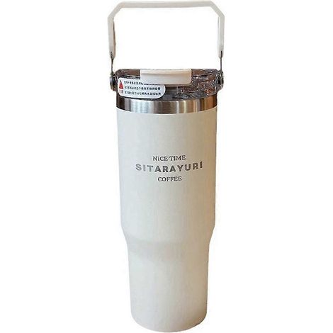 SITARAYURI isolierter Edelstahlbecher mit klappbarem Strohhalm und Griff, auslaufsicher, kompatibel mit Becherhaltern (900 ml) (1/5)