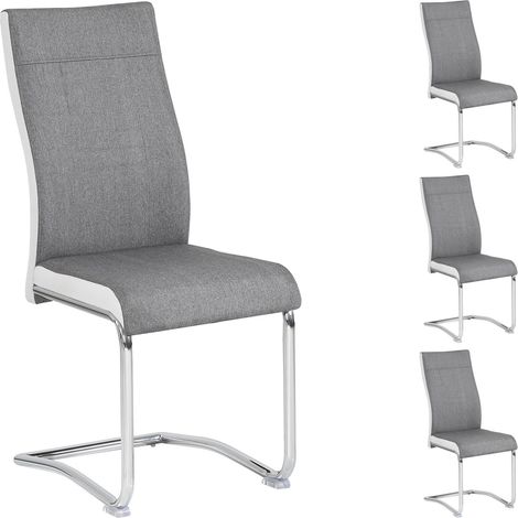 Chaise ALBA gris/blanc (Lot de 4)