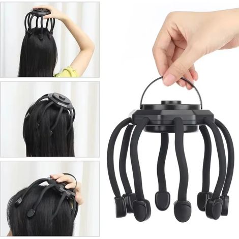 Appareil de massage électrique du cuir chevelu à chargement USB, appareil de massage de la tête portable à 360 degrés, avec 8 doigts souples (1/5)