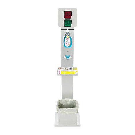 Kit Piantana Totem Igienizzante Dispenser Gel Porta Guanti Cestino Con Semaforo