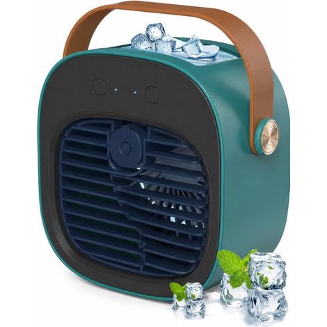 Mini refroidisseur d'air portable avec réservoir d'eau, ventilateur de table silencieux pour bureau et chambre, rafraîchisseur d'air compact pour maison et bureau, vert (1/5)