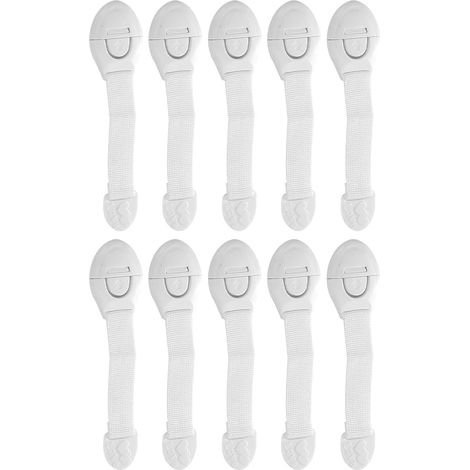 Lot de 10 verrous à pression pour tiroirs, armoires, réfrigérateurs, coiffeuses, portes et fenêtres (1/5)