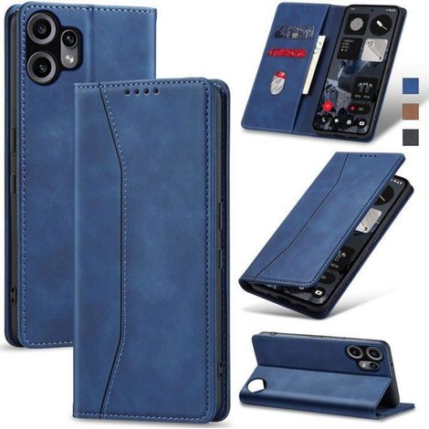 Coque pour Nothing CMF Phone 2 Pro Housse Etui en Cuir PU Portefeuille [Antichoc] [Magnétique] [Porte Cartes] [Stand Bleu (1/5)