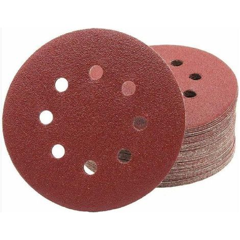 Discos de lijado profesionales │ 50 piezas │ 8 agujeros │ Ø 125 mm │ Grano 80 │ para lijadoras orbitales aleatorias │ hojas abrasivas │ papel de lija (P80) (1/5)