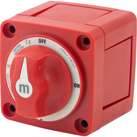 Interrupteur coupe-batterie 48 V 300 A rouge, robuste et résistant à la chaleur, avec bouton rotatif marche/arrêt pour voiture, camping-car et camion. (1/4)