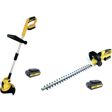 Nemura – Pack de 2 outils taille-haies et coupe-bordure 20V – Moteur Brushless – 2 batteries 2Ah – Chargeur rapide – Longueur de coupe 51cm (1/5)