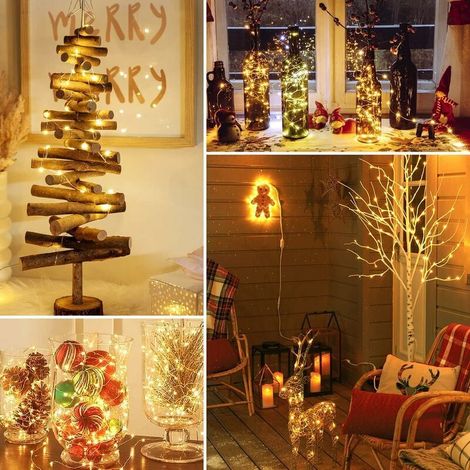 ZOLGINAH Guirlande Lumineuse, Lot de 3 Guirlande led à Pile [12M 120LED] Fairy Lights , Girlande de Lumière Decoration pour Chambre Noël Mariage Soirée Maison Jardin-Blanc Chaud (1/5)