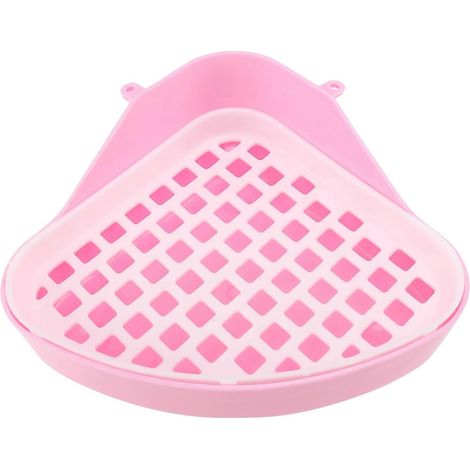 Bac à litière pour lapin, pot d'angle pour petits animaux, bac à litière d'angle pour lapin et hamster (rose) (1/5)