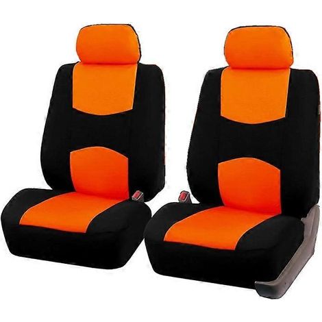 Lot de 4 housses de siège auto (sièges avant et banquette arrière) en polyester, couleur orange. (1/4)