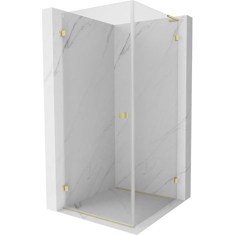 Mexen Lunar-B L Duschkabine zum Aufklappen links 90 x 90 cm, transparent, gebürstetes Gold - 832L-090-090-55-00-L (1/5)