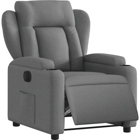 Sillón reclinable eléctrico de tela gris oscuro vidaXL