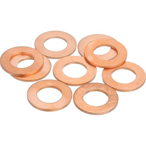9Pcs Rondelle Métal Plate, M12 Rondelles Cuivre Joint, 12mm DI, 22mm DE, 1.5mm D'Épaisseur D'Étanchéité Cuivre Kit Rondelles Écrasées Assortiment pour Boulons Vis Réparation (1/5)