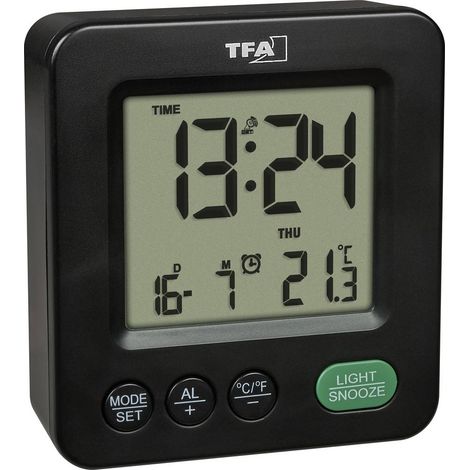 TFA Dostmann 60.2567.01 radiopiloté(e) Réveil noir Heures de réveil 1 (1/4)