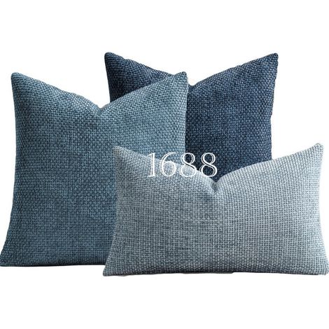 Chunky chenille cushion cover, cross-knit, simple solid color, soft sofa cushion cover -- 40x402 + 30x50 -- Blue series