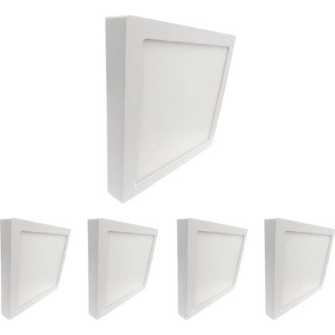 Pack de 5 - Plafonnier LED 24W 220V Carré - Blanc Chaud - SILUMEN (1/5)