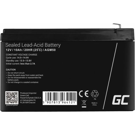 green-cell AGM50 batería recargable negra 12 V 10 Ah (1/5)