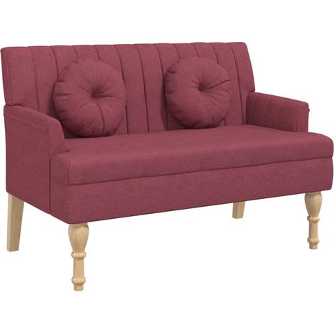 Banc avec coussins rouge bordeaux 113x64,5x75,5 cm tissu CFW891801 (1/5)