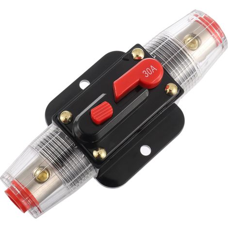 Disjoncteur Interrupteur AMP Fusible Inline Holder DC Bouton de réinitialisation manuelle pour système d'amplificateur son 30A 30 12V-50V (1/5)