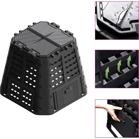 146276 vidaXL Garden Composter Black 93,3x93,3x80 cm 480 L (1/5)