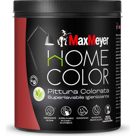 MaxMeyer Idropittura Superlavabile 750ml Scarlet Home Color Opaca Igienizzante (1/4)