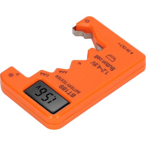 Batterieprüfgerät mit digitaler Anzeige für AA-, AAA-, 6F22-, 9V- und 1,5V-Batterien (orange) (1/5)