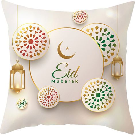Housse de coussin en velours peau de pêche Golden Moon à imprimé ethnique (1/2)
