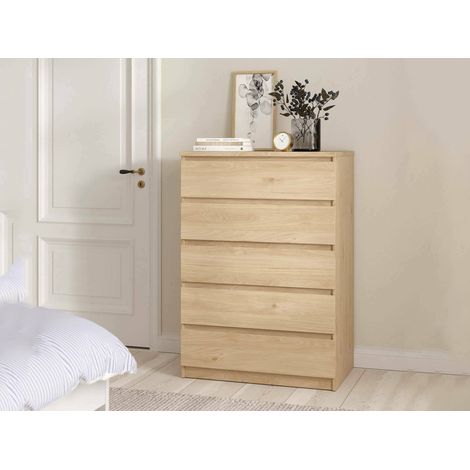 Dmora - Cajonera Georgette, Cómoda multiusos, Cómoda de dormitorio, Gabinete con cajones, 77x50 h111 cm, Roble (1/5)