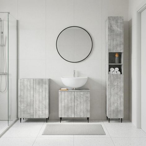 Beyamis Ensemble de meubles de salle de bain 3 pièces , Gris béton (1/5)