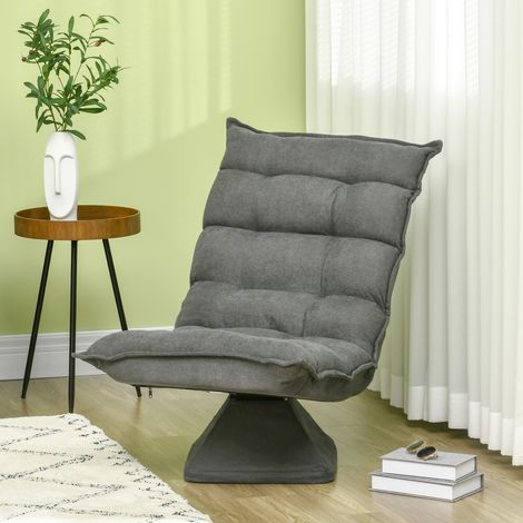 Canapé gris microfibre pivotant avec dossier inclinable, fauteuil relax réglable pour salon et bureau, coussin de sol confortable (1/4)