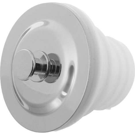 Bouchon vidange lavabo - inox/caoutchouc - blanc - anti-fuite (1/5)