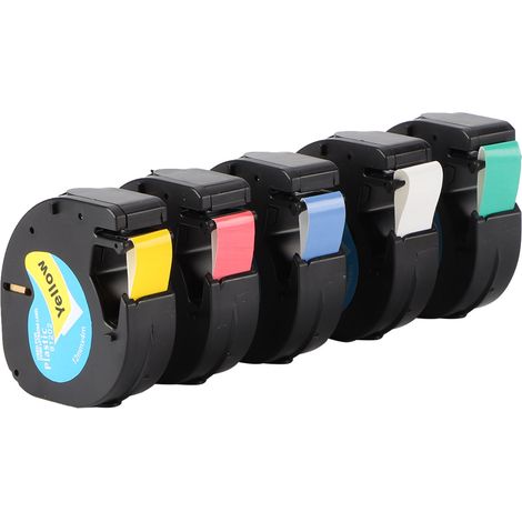Lot de 5 recharges laminées compatibles avec le ruban d'étiquettes Dymo LetraTag 91331 de 12 mm (1/5)