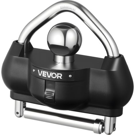 VEVOR Antivol deAttelage de Remorque, Compatible Coupleurs 46 mm, 50,8 mm, 58,7 mm, Verrou Robuste a Boule avec 3 Cles, Anti-effraction, Hauteur Reglable, pour Caravane, Camping-cars, Bateaux, Noir (1/5)
