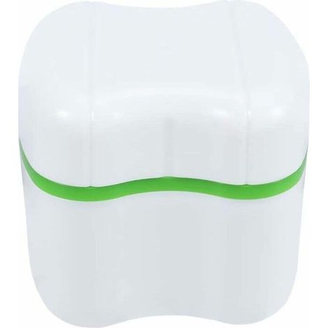 Boîte de rangement pour prothèses dentaires avec panier de rinçage (verte) (1/4)