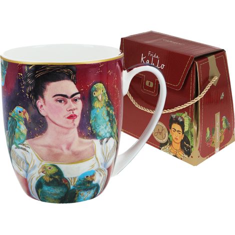 Großer Porzellanbecher mit Frida-Kahlo-Motiv, geeignet für Kaffee und Tee (1/3)