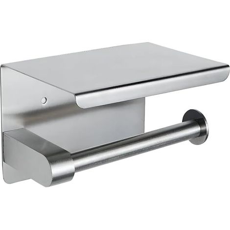 Porte-papier toilette avec étagère, acier inoxydable brossé, porte-papier toilette, porte-papier toilette mural pour salle de bain — acier inoxydable brossé argenté (1/5)